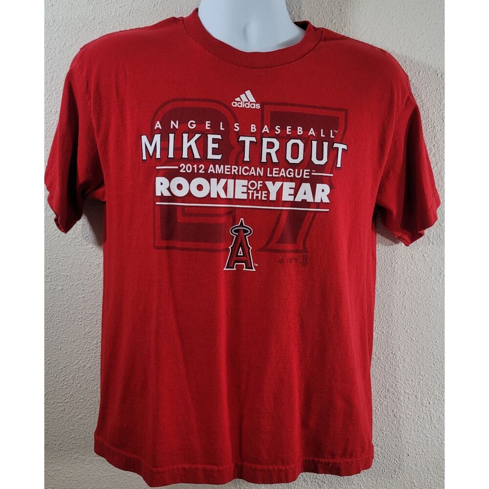 Adidas Red Los Angeles Angels MLB Mike Trout 2012 Rookie of Year Shirt XL